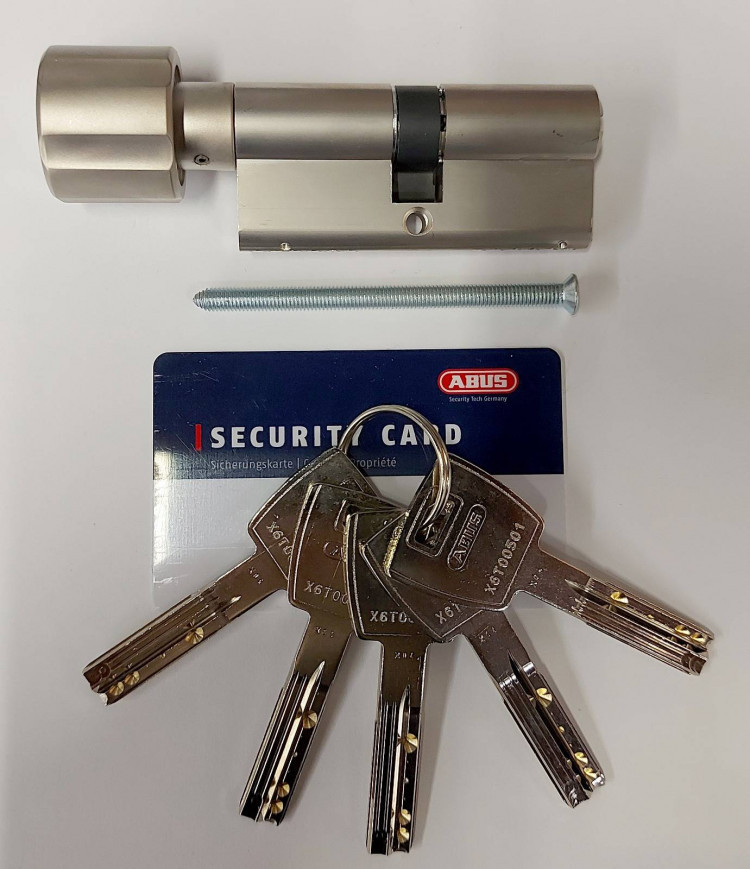 Механизм цилиндровый Abus X6 (Абус) 90 мм (30*60) никель, кл/вертушка