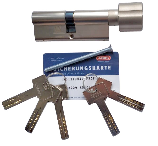 Механизм цилиндровый Abus X12R (Абус) 90 мм (55*35) никель, кл/вертушка